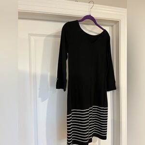WHBM black knit with white stripe hem. X small